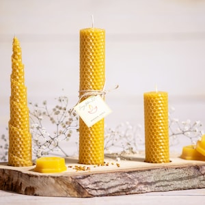 Beeswax candles gift set in a craft box, Eco friendly candle gift, Thank you gift, Set of pillar beeswax candles, Crhristmas gift candles