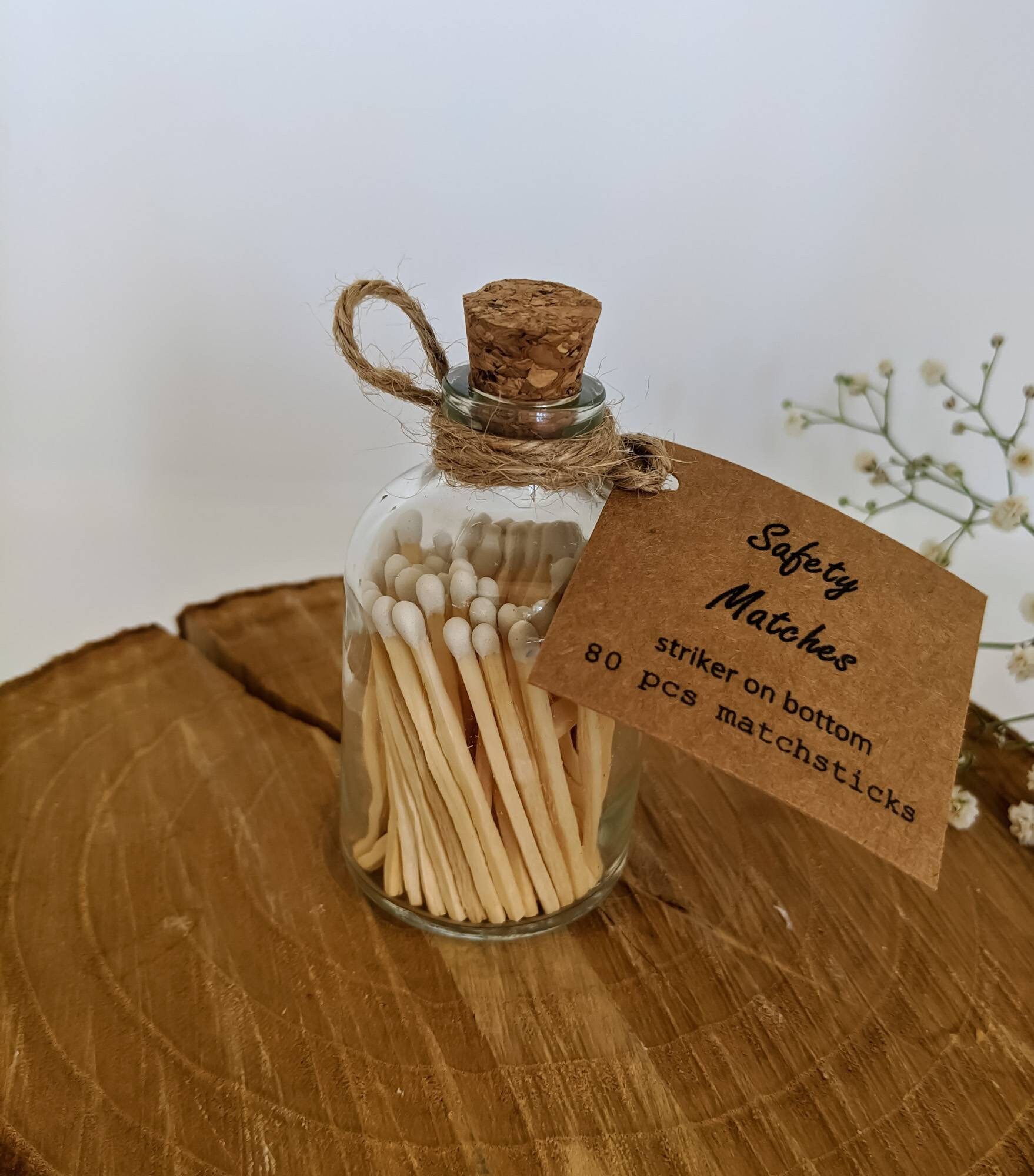Matches in a bottle. White tip matches in apothecary bottle Etsy