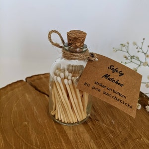 Matches in a bottle. White tip matches in apothecary bottle, Fathers Day Gift Bottle Matches, Unique gift of matches, Gift for him