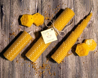 Beeswax Candles Gift set, Eco friendly gift Set of 3 beeswax candles in box, New Home candles gift, Mother's Day Gift Set, Christmas gifts
