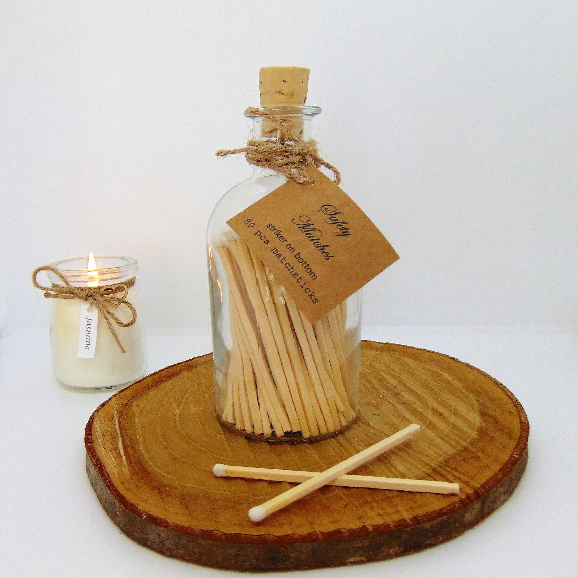 Jar of Matches White Long Matches in a Glass Bottle White Etsy