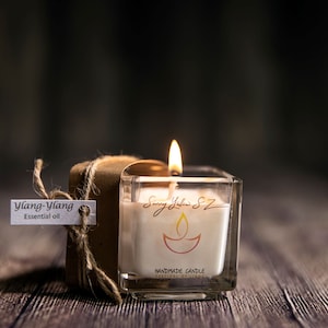 Ylang-Ylang candle 100% Pure natural ylang-ylang candle Aromatherapy candle with essential oil Natural soy wax candle image 7