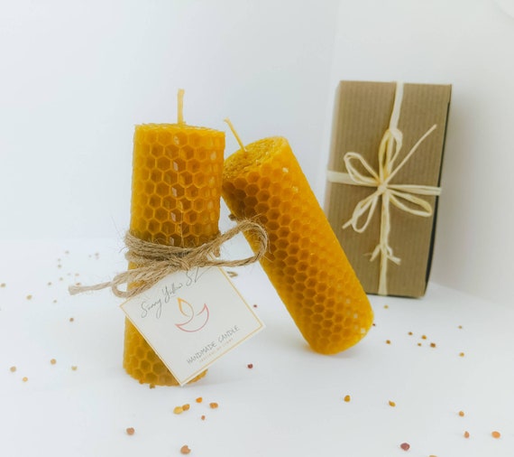 Candele alla cera d'api Set regalo, Regalo ecologico Set di 3 candele di cera d'api in scatola, Nuovo regalo candele domestiche, Set regalo festa della mamma, Regali di Natale - Italia