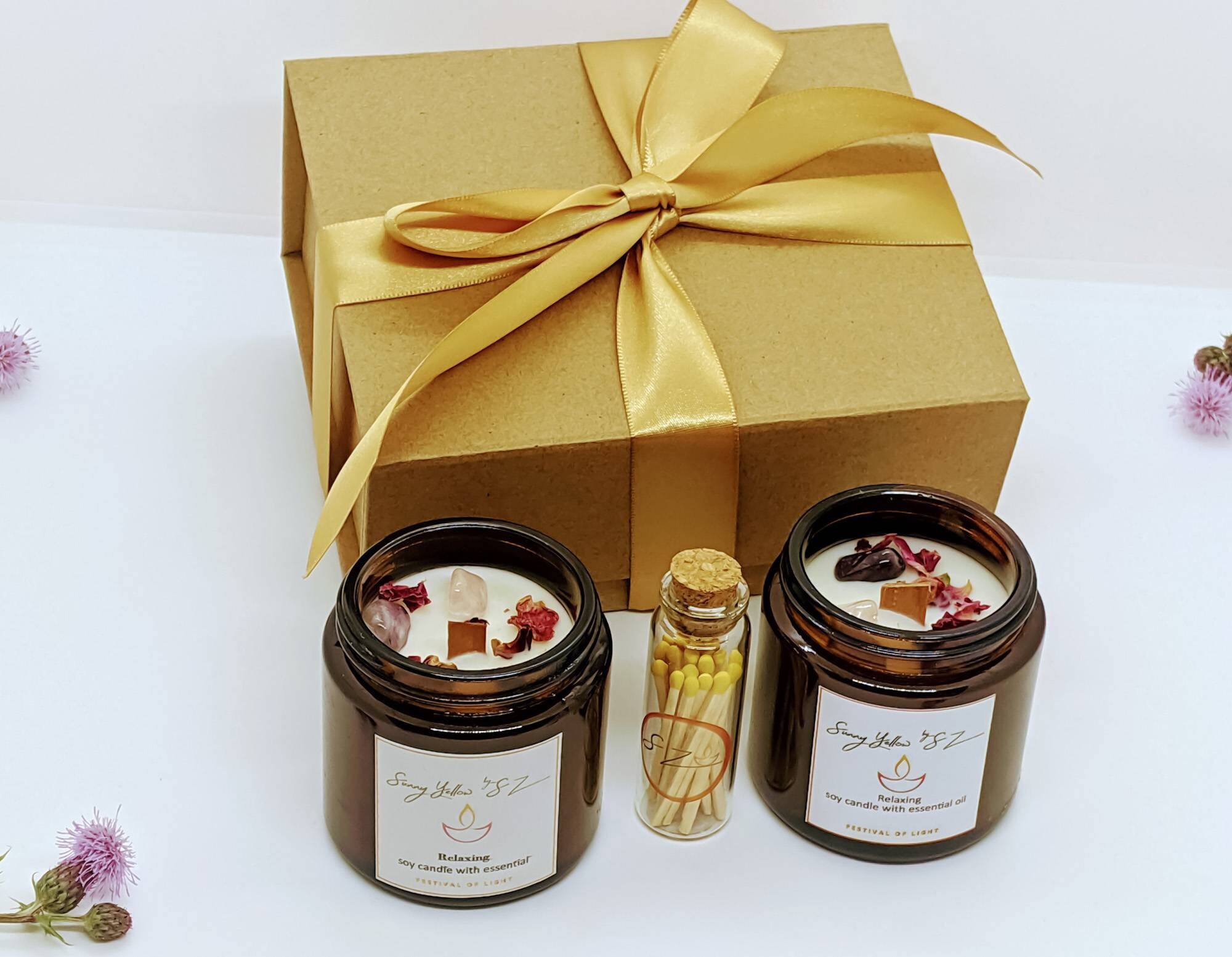Relax Gift Set Candles Natural Soy Candles Gift Set Essential | Etsy