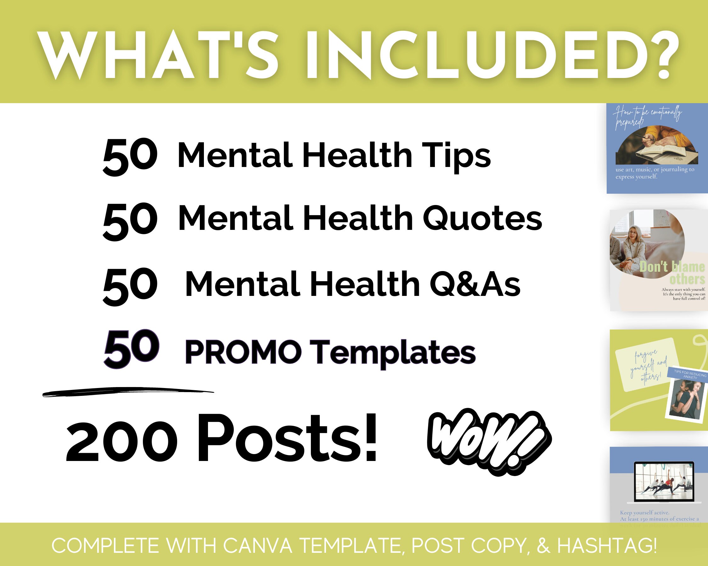Mental Health Social Media Content Bundle - 150 Niche Posts, Ready-to ...