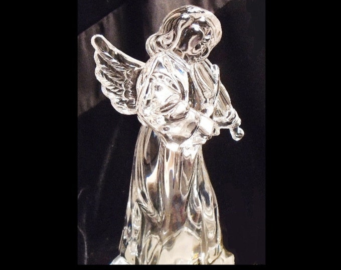 MIKASA HERALD COLLECTION Angelic Violin Lead Crystal Angel Figurine Votive Candle Holder Vintage