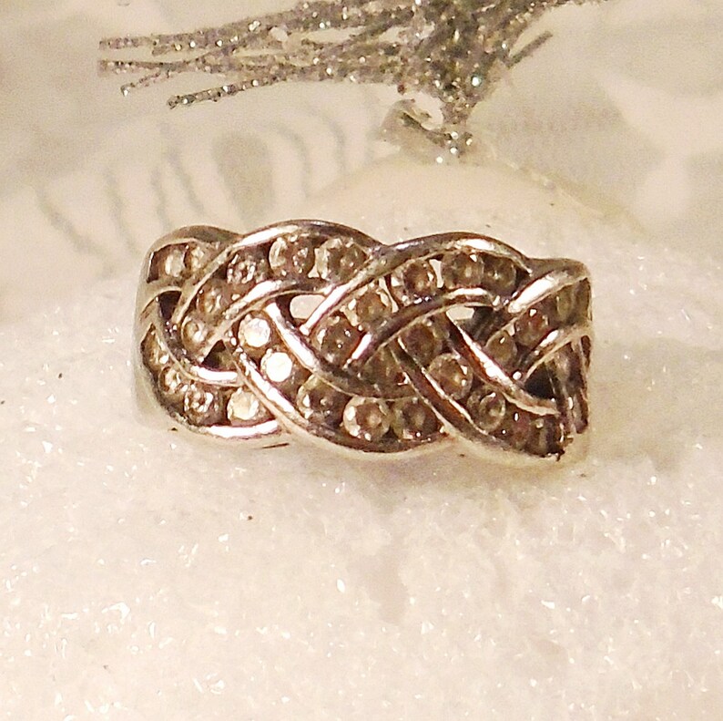 Vintage Diamonique Woven Band Ring 1980 s QVC Ring 33 Etsy
