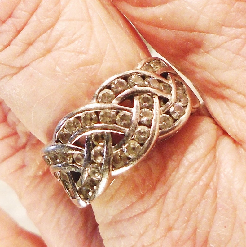 Vintage Diamonique Woven Band Ring 1980's QVC Ring 33 Etsy