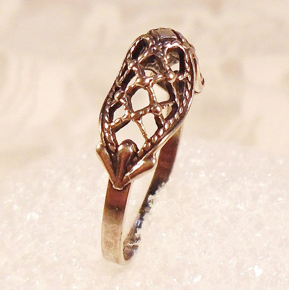 Vintage Lattice Design Ring, Soviet Silver Ring, … - image 7