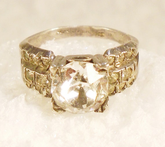 Art Deco Engagement Ring, Art Deco Paste Ring, 17Sto… Gem