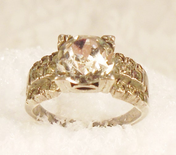 Art Deco Engagement Ring, Art Deco Paste Ring, 17Sto… Gem