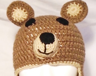 Baby Photo Prop, Crochet Bear Hat and Diaper Cover, Brown Bear Photo Prop, Diaper Cover and Hat, Crochet Bear Baby Gift, Handmade.