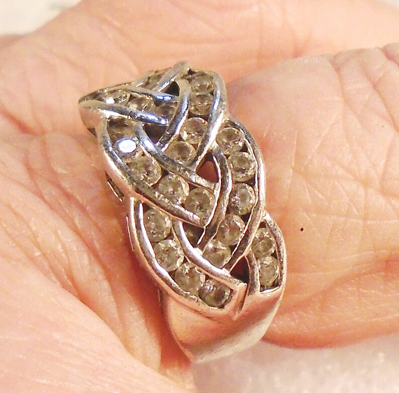 Vintage Diamonique Woven Band Ring 1980's QVC Ring 33 Etsy