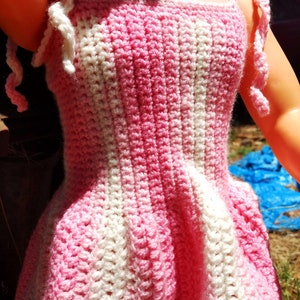 Little Girls Pink and White Striped Dress, Crochet Dress, Spring/Summer Dress, Stretch Top, Adjustable Straps, 9 Months to 3T, Handmade.