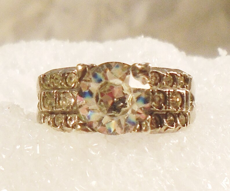 Art Deco Engagement Ring Art Deco Paste Ring 17stone Ring Etsy