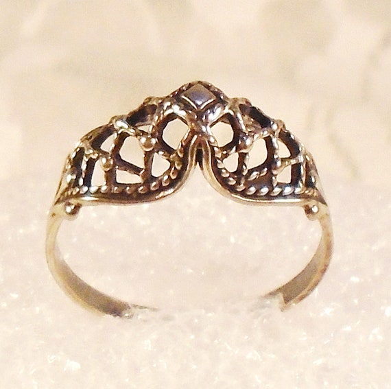 Vintage Lattice Design Ring, Soviet Silver Ring, … - image 4