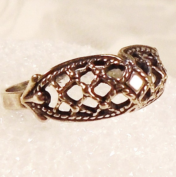 Vintage Lattice Design Ring, Soviet Silver Ring, … - image 6