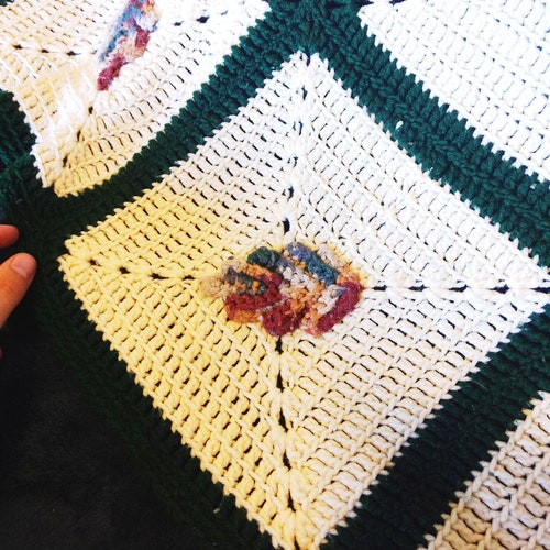 Fall Leaves Granny Square Throw, 55 x 61 Crochet Afghan, Cream with Fall Color Leaves and shops Green Border, Handmade Crochet, Sofa Back Throw.