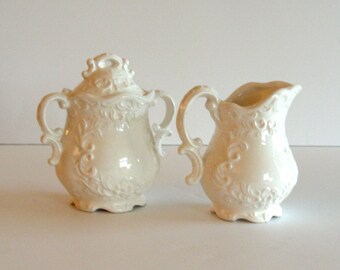 Fancy English Inspired Creamer Pitcher and Sugar