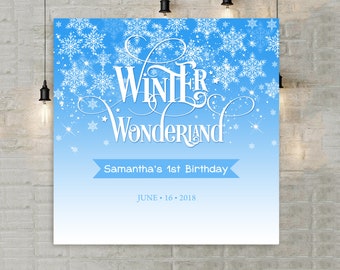 winter wonderland invitation template blue 1st birthday etsy