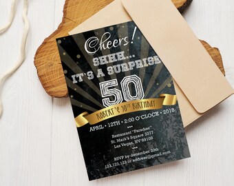 50th birthday invitation for men etsy