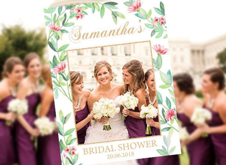 PhProp8 Greenery Photo Frame Template DIGITAL ITEM Floral Gerber Eucalyptus Bridal Shower Photo Prop