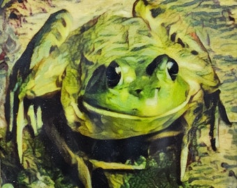 Frog Spa - Original Encaustic & Mixed Media
