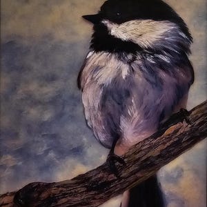 Black Capped Chickadee - Original 6&quot;x 8&quot; Encaustic & Acrylic Painting