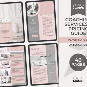 COACHING SERVICES & PRICING Guide.  Services Canva Template, Editable Pricing Template, Coaching Services Guide Template, Coaching Pricing.