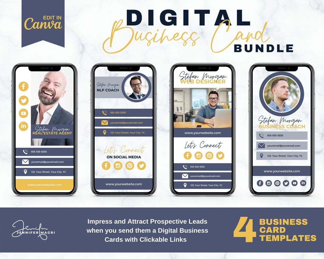 DIGITAL BUSINESS CARD Template Bundle, Editable Business Card Template