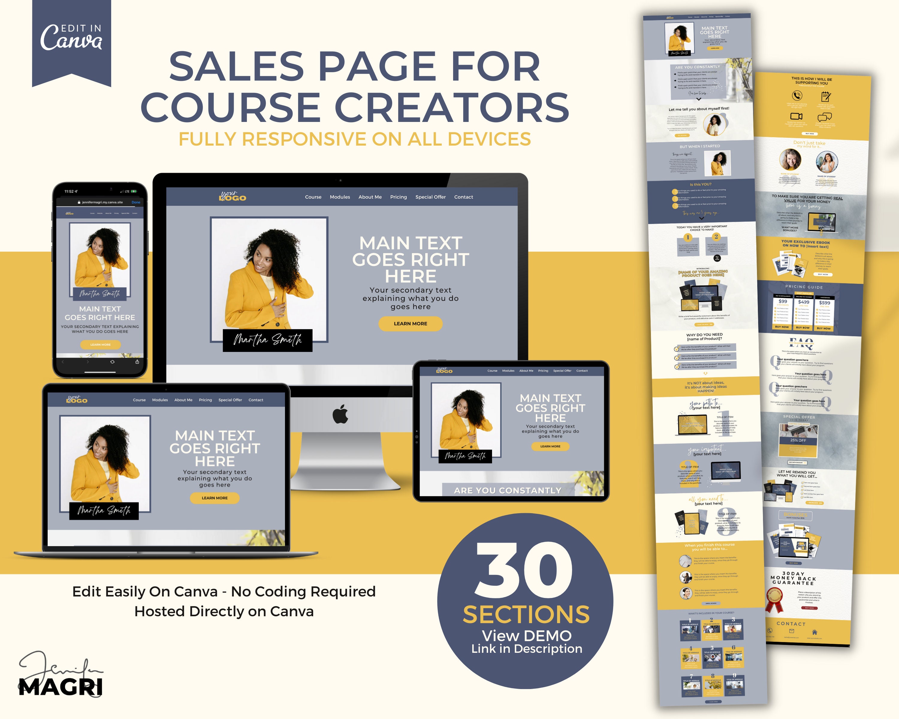 CANVA SALES PAGE Landing Page Template for Coaches & Course - Etsy