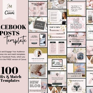 Facebook Engagement Posts - Canva Template for Coaches, Course Creators, Bloggers, Businesses. FB Posts - FB Group - Stratford Pink and Gold