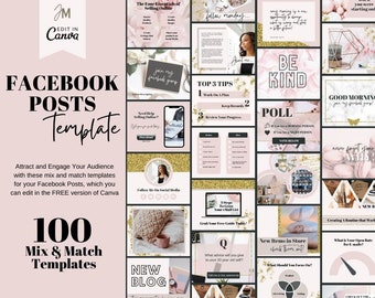 Facebook Engagement Posts - Canva Template for Coaches, Course Creators, Bloggers, Businesses. FB Posts - FB Group - Stratford Pink and Gold
