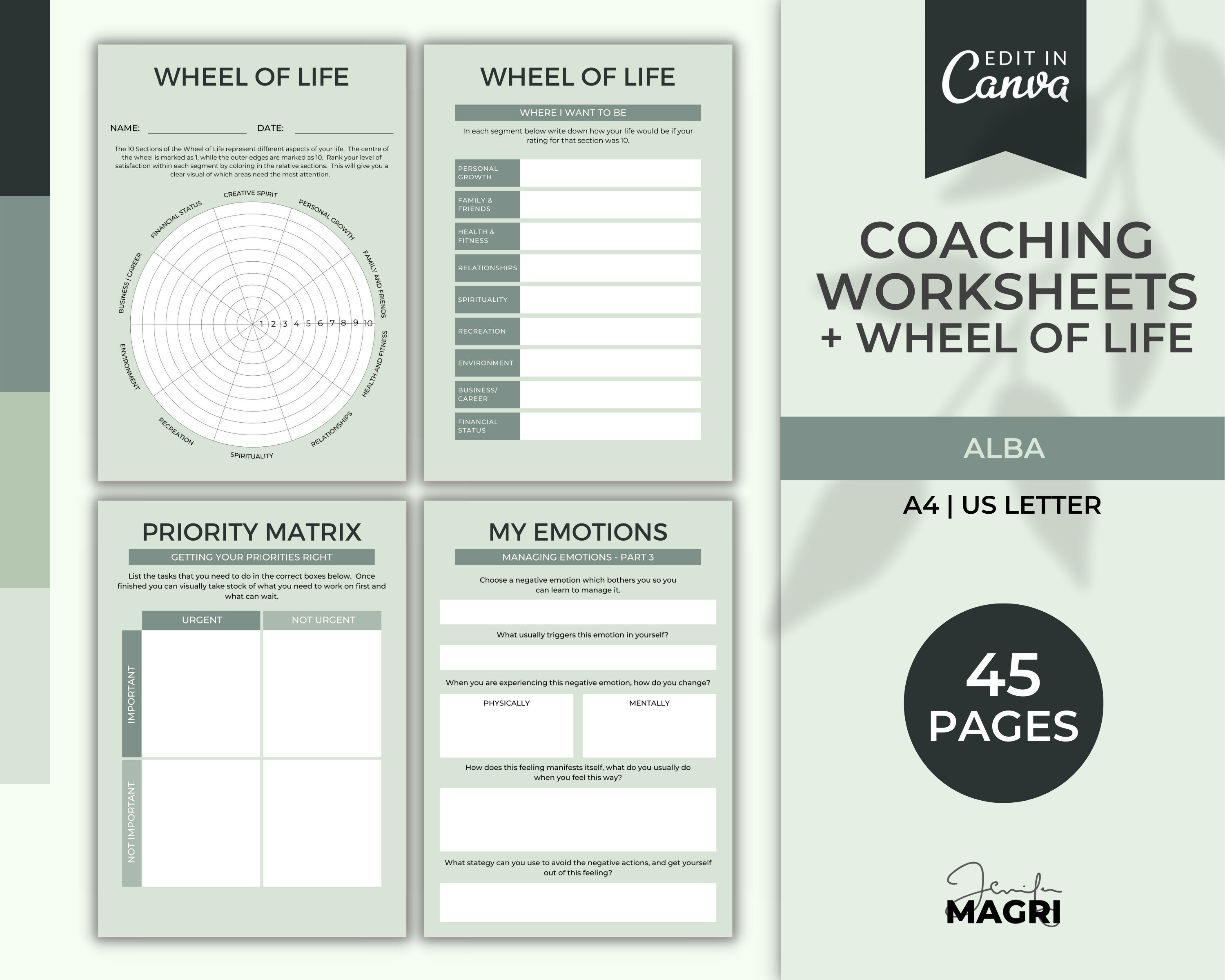 Wheel of Life Worksheet Template Coaching Worksheets Canva Template