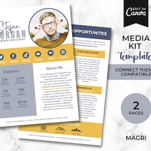 MEDIA KIT TEMPLATE Canva - Influencer Media Kit, Media Kit Template Canva, Instagram Media Kit, Media Kit Rate Sheet, Coach Media Kit