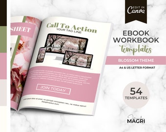 Ebook Template for Canva, Workbook Canva Template for Course Creators, Worksheet Template, Checklist Template, Pink Lead Magnet Template