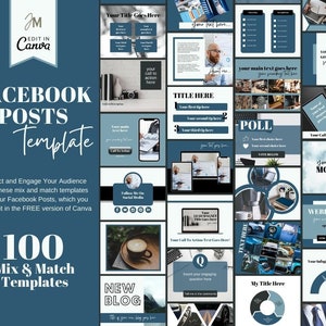 FACEBOOK CANVA TEMPLATE - Facebook Branding Kit für Coaches, Kursplaner, Blogger, Unternehmen - Blau