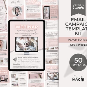 Email Templates for Canva and Mailchimp, Email Campaign Templates, Email Marketing Templates, Email Canva Templates, Canva Newsletter, Blush