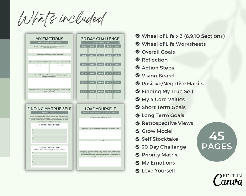 Wheel of Life Worksheet Template, Coaching Worksheets, Canva Template ...