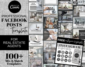Publicaciones de participación en Facebook: plantilla de Canva para agentes inmobiliarios, agentes inmobiliarios, nuevos agentes inmobiliarios y agencias. Publicaciones de FB - Grupo FB + Bono GRATIS