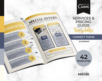 Services & Pricing Guide Template, Price List Canva Template, Service Guide Template, Pricing Template, Coaching Services Template, Canva.