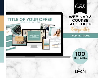 WEBINAR SLIDE DECK for coaches, course creators & online businesses. Canva Templates for Course Slides and Webinar. Instant Download