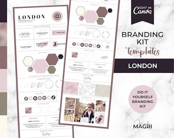 Branding Board Kit, Do It Yourself Logo, Color Palette, Elegant and Chic Pink Branding, Branding Canva Template, Glam Blush Website Branding