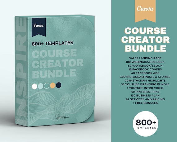 COURSE CREATOR BUNDLE - Canva Templates, Online Course Marketing Bundle, Webinar and Course Slides, Sales Page, Instagram Template, Facebook