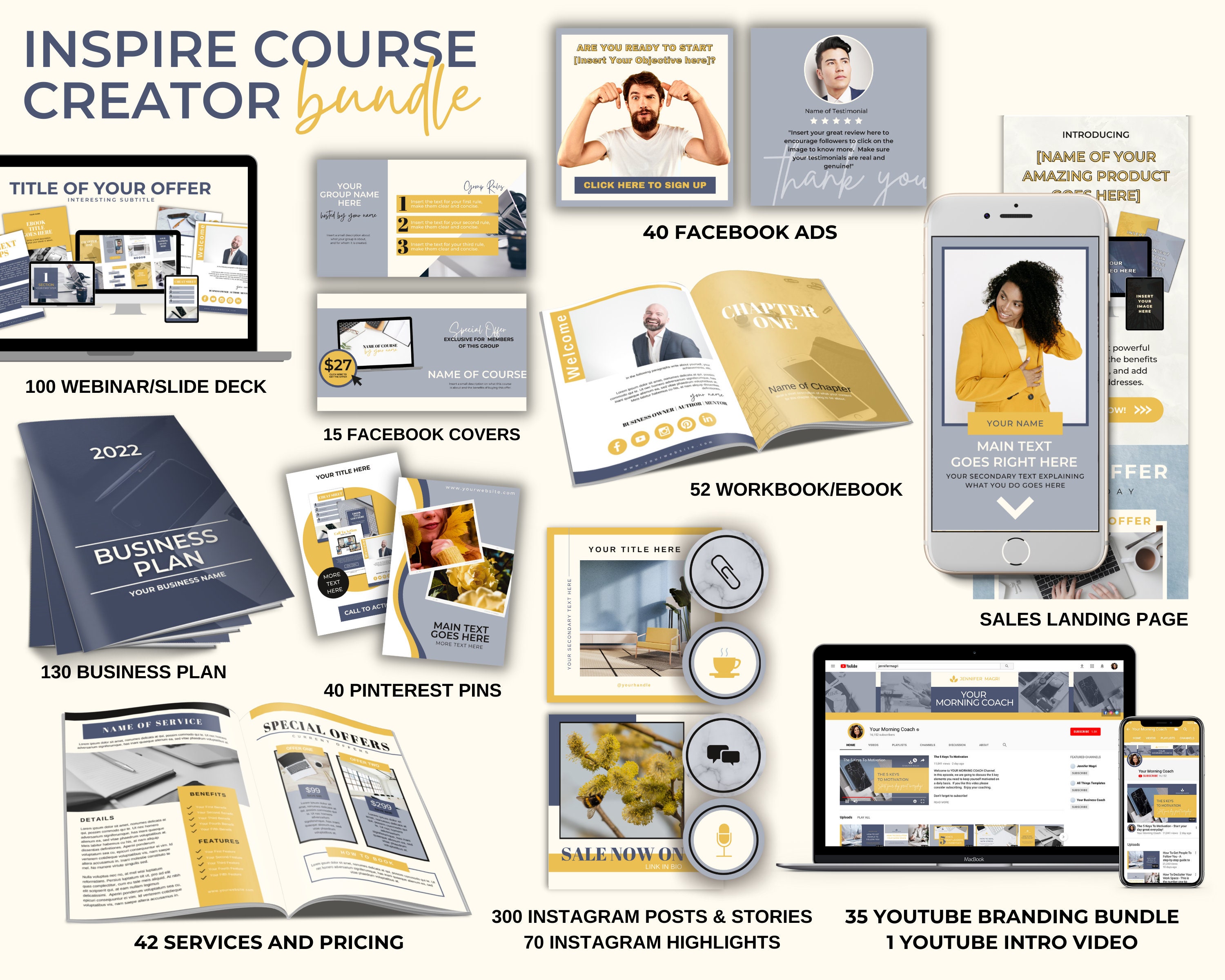 COURSE CREATOR BUNDLE - Canva Templates, Online Course Marketing Bundle ...