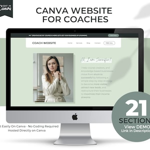 Canva Website For Coaches, Life Coach, Business Coach. Landing Page, Coaching Call Page, Canva Website Template, Sage Green Coach Website