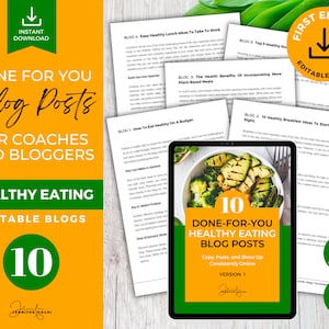 Gesunde Ernährung Blog Posts | Done For You Blogs über gesunde Ernährung | PLR Blogs | Vorgefertigte Blogs für Gesundheitscoaches und Blogger | Auflage 1