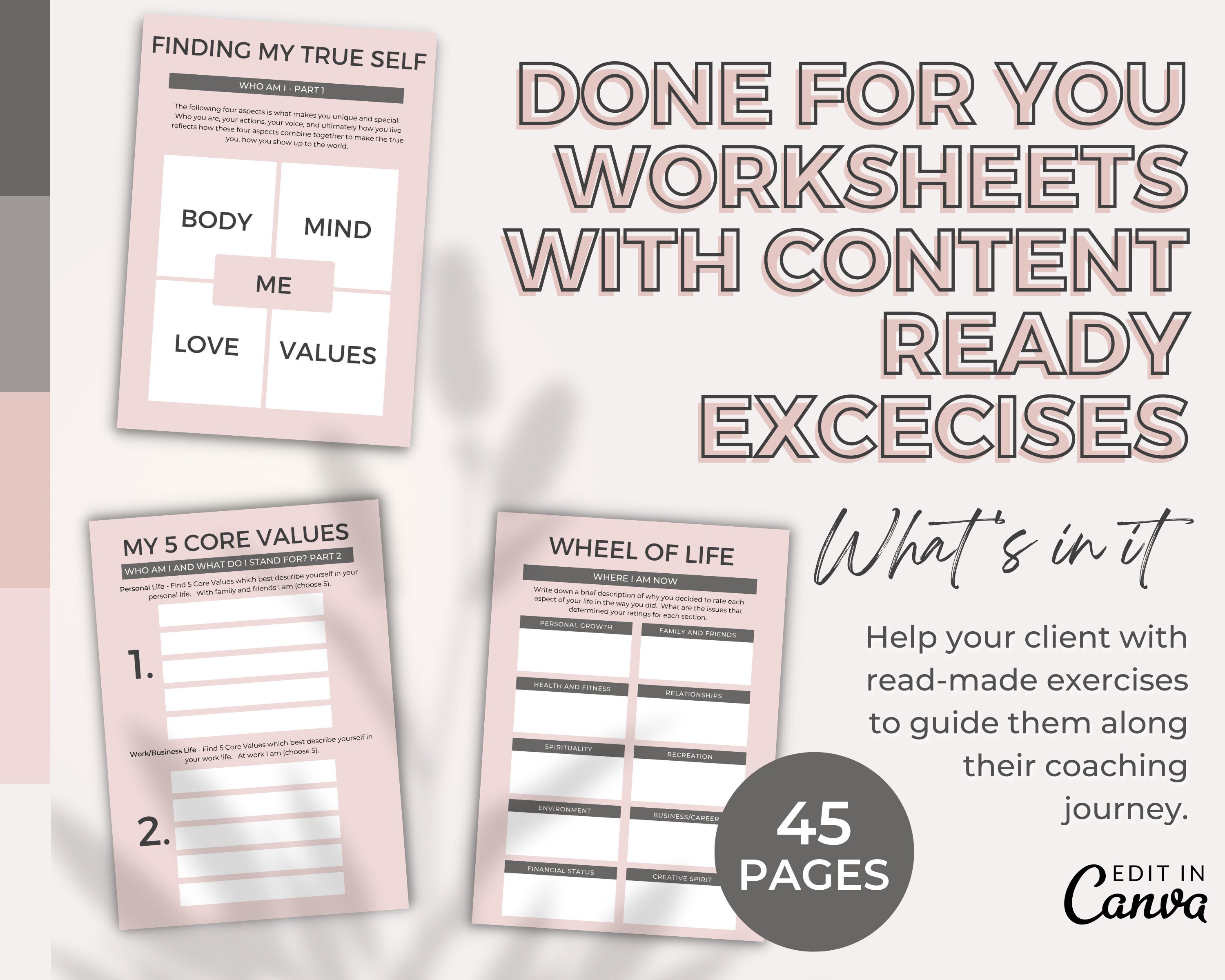 Wheel of Life Worksheet Template, Coaching Worksheets, Canva Template ...