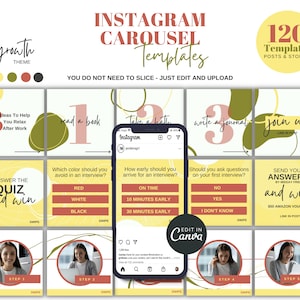 INSTAGRAM CAROUSEL TEMPLATES - Canva Template - Instagram Carousel Posts and Stories for Coaches - Instant Download - Growth Theme