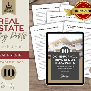 Real Estate Pre-Written Blog Posts | Done-For-You REALTOR Blogs | PLR Blogs | Blogs for Realtor | Word Doc & Google Doc | Fifth Edition